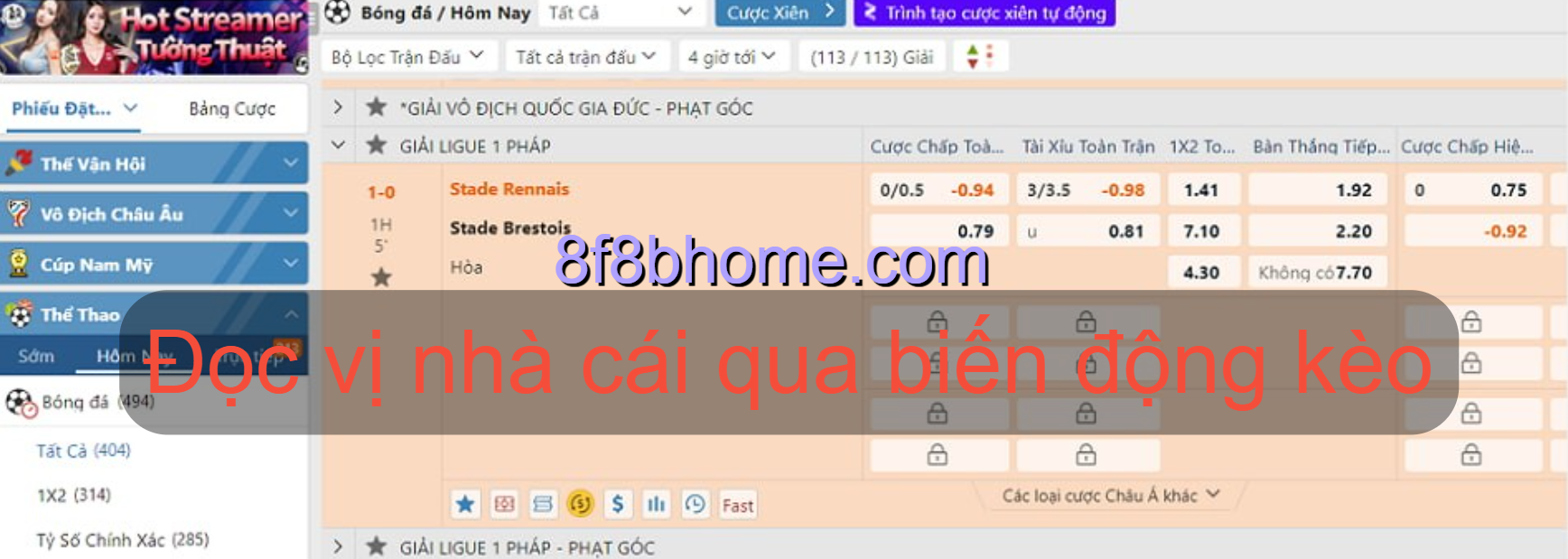 Đọc vị nhà cái qua biến động kèo
